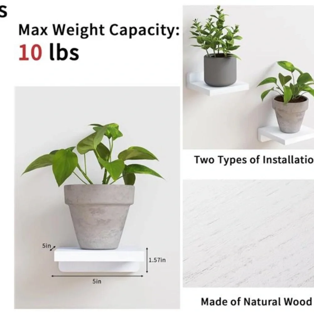 Floating Shelves Rustic Wood Small Wall Mounted Shelves, White